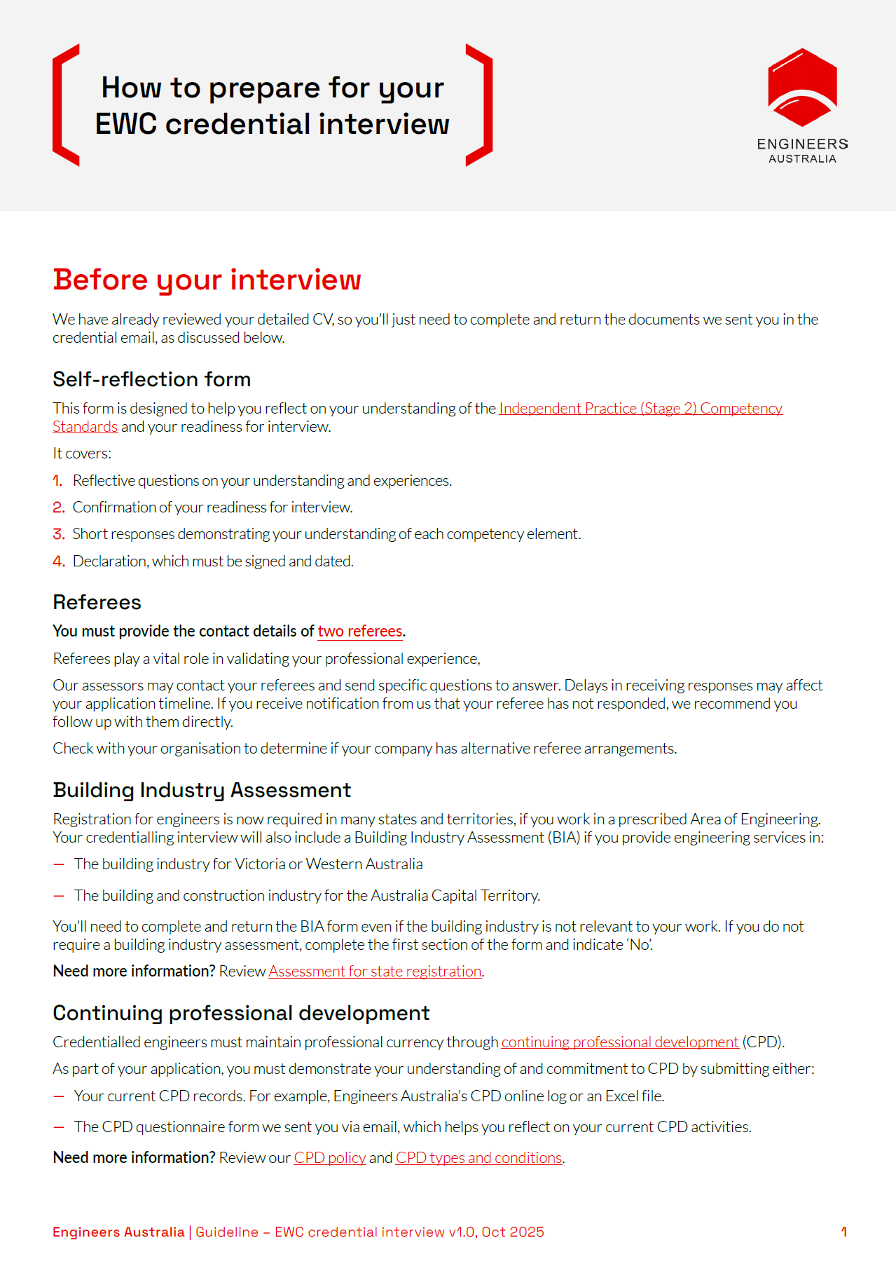 Cover of a guideline document with a grey header and lots of text
